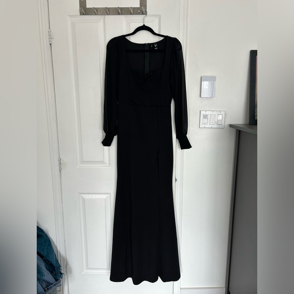 Windsor Formal Chiffon Sleeve Slit Long Dress - Picture 2 of 2